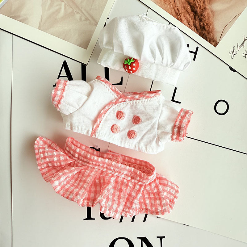 [Clothes only] 17cm Labubuwa clothes LABUBU blind box sitting party one, two, three generations of strawberry cook clothes
