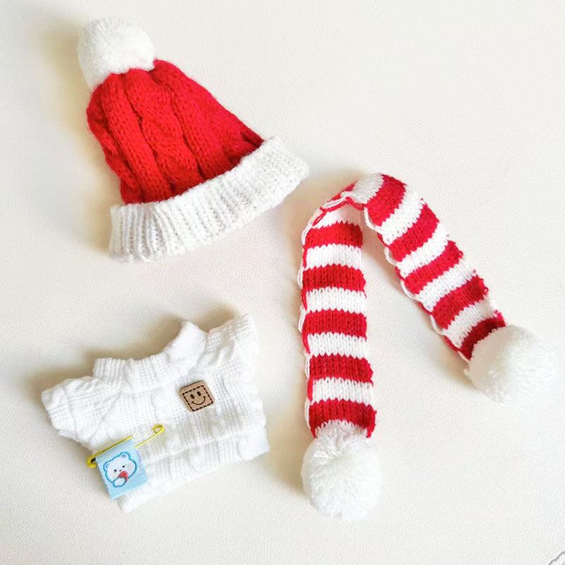 [Clothes only] First and second generation keychain Labubu clothes pendant Labubu cloth for red and white stripes scarf Christmas outfit