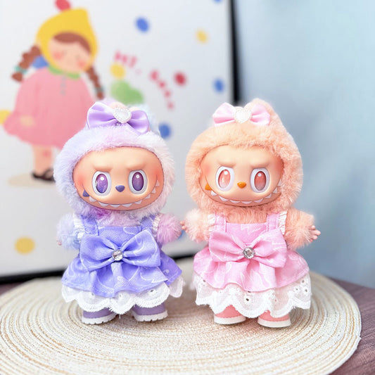 [Clothes only] One, two and three generations Labubu clothes pendant Labubu sitting baby clothes pink purple rhyme bow skirt