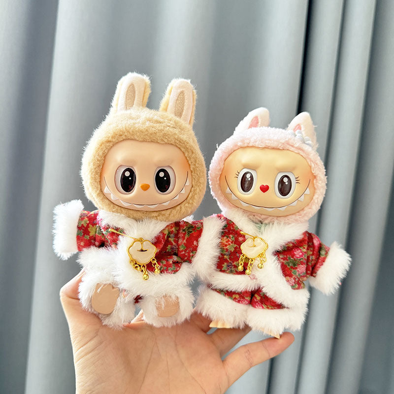 [Clothes only] First and second generation Labubu clothes pendant Labubu sitting party baby clothes burr village flower two-piece set
