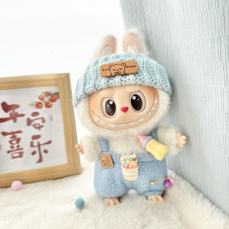 Clothes only] First and second generation Labubu clothes pendant Labubu sitting baby clothes love sweater bear earcap set