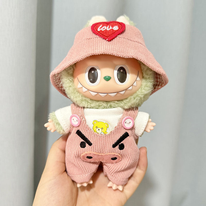 [Clothes only] 1st/2nd generation keychain Labubu baby clothes blind box Labubu clothes pink pig jumpsuit set