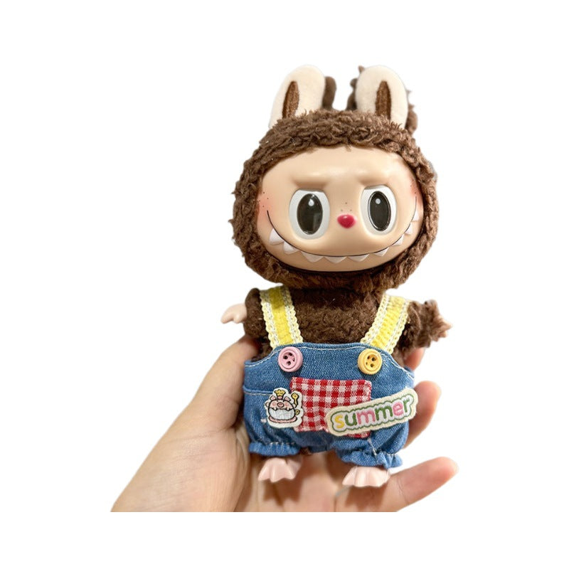 [Clothes only] 17cm rabub wearing pendant labubu doll keychain baby clothes overalls dress cute