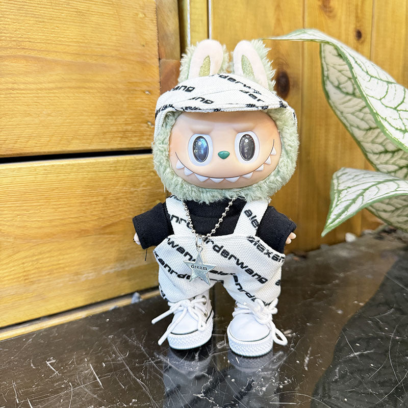 [Clothes only] First and second generation keychain Labubu clothes pendant Labubu cloth for cool letter overalls set