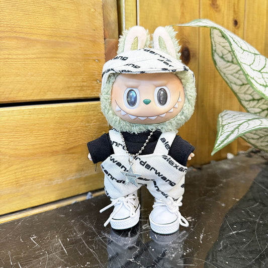 [Clothes only] First and second generation keychain Labubu clothes pendant Labubu cloth for cool letter overalls set