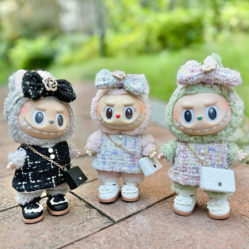 [Clothes only] The first, second and third generation keychain Labubu clothes pendant Labubu cloth colorful fragrant camellia + small C bag.