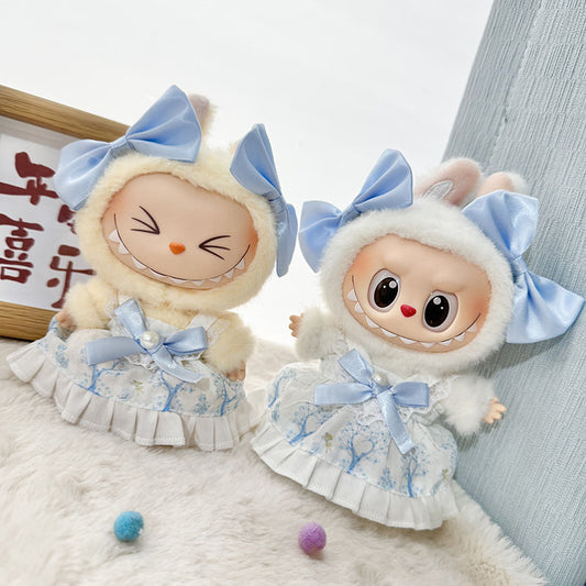 [Clothes only] First and second generation Labubu clothes pendant Labubu sitting party baby clothes blue sea daughter skirt