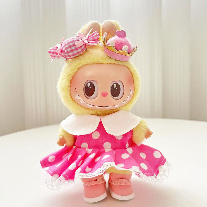 First and second generation Labubu clothes pendant Labubu sitting baby clothes summer skirt jumpsuit cute and cute