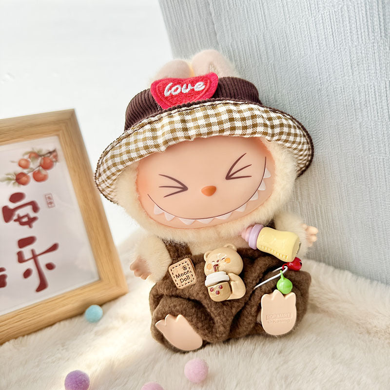 Clothes only] First and second generation Labubu clothes pendant Labubu sitting baby clothes love sweater bear earcap set