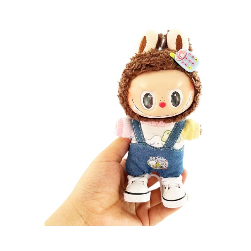 Clothes only] Baby clothes 17cm pendant Labubu clothes Labubu doll with overalls series cute and cute