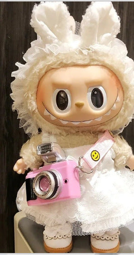 [Clothes only] 17cm pendant blind box Labubu clothes Labubu doll baby clothes thousand bird grid overalls set
