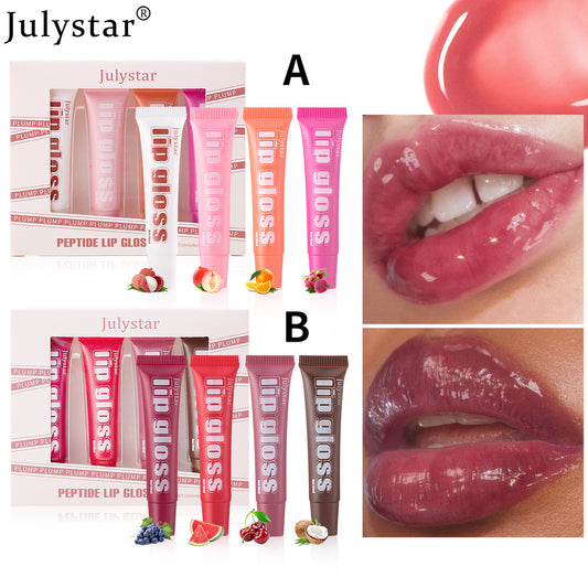 Julystar Popular Lip Moisturizing Fruit Lip Gloss 4 Pcs Set Lip Glaze Moisturizing Hydrating Lip Oil Makeup