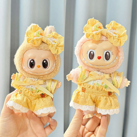 [Clothes only] First and second generation keychain Labubu clothes pendant Labubu baby clothes 2024 cloth yellow jumpsuit