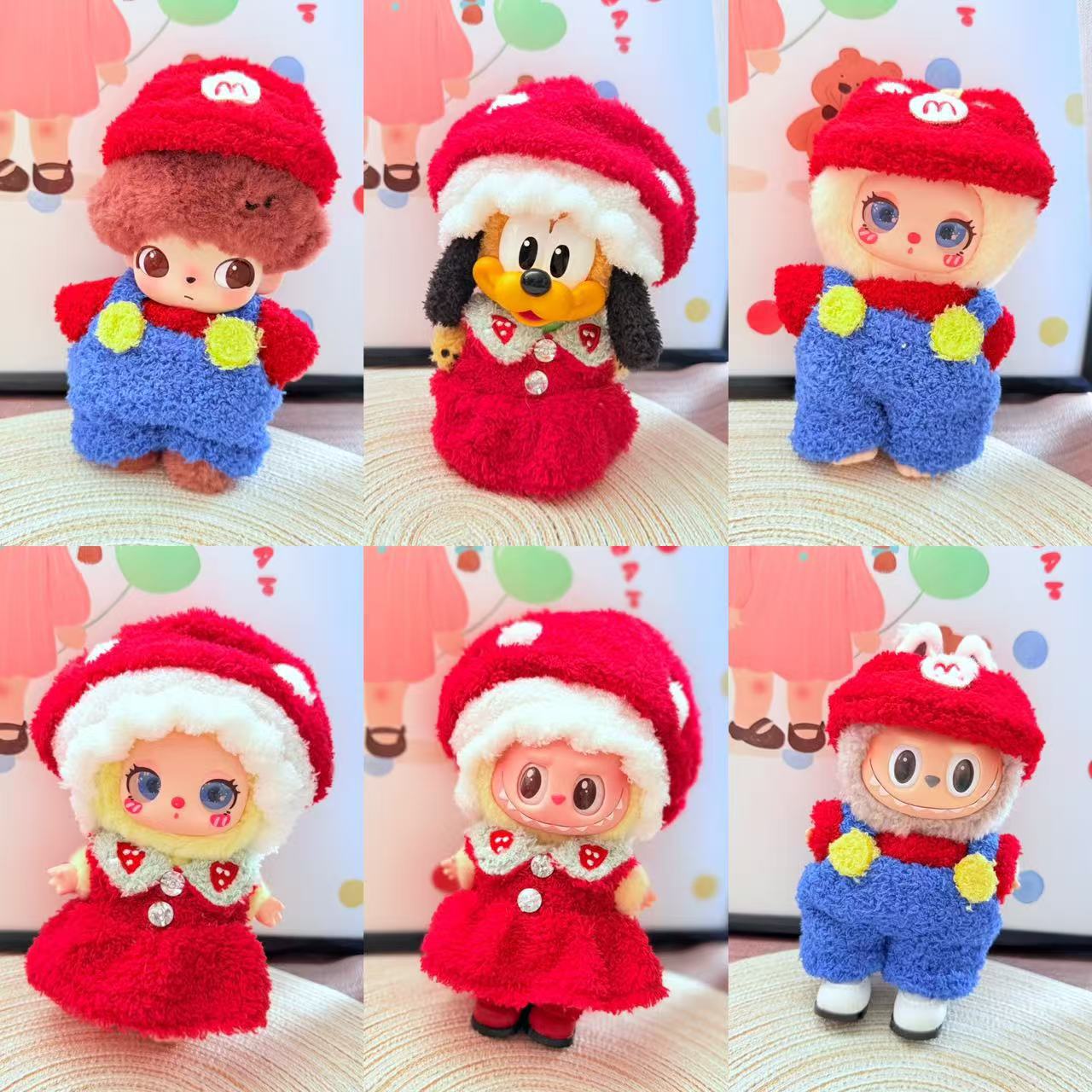 [Clothes only] First and second generation keychain Labubu clothes pendant Labubu baby clothes Mario mushroom princess cute