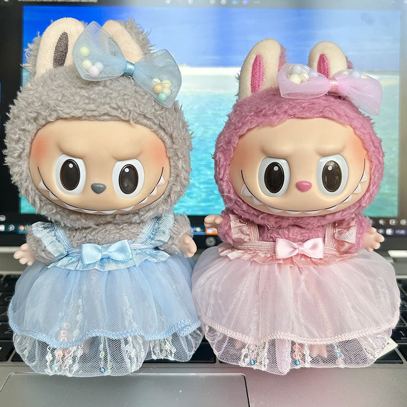 [Clothes only] 17cm pendant rabub clothes colored yarn sequined skirt set labubu doll clothes cute and cute