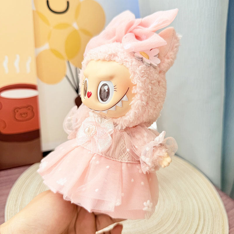 [Clothes only] First and second generation Labubu clothes pendant Labubu sitting baby clothes dream pink butterfly dress set cute