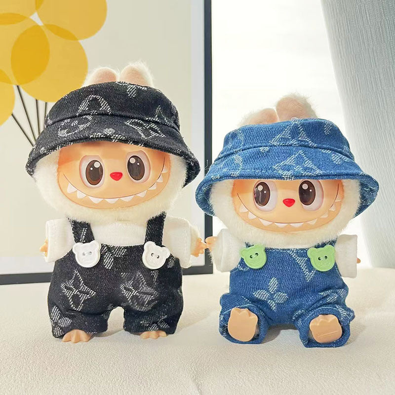 Clothes only] First and second generation Labubu clothes pendant Labubu sitting baby clothes four-leaf clover overalls set cute