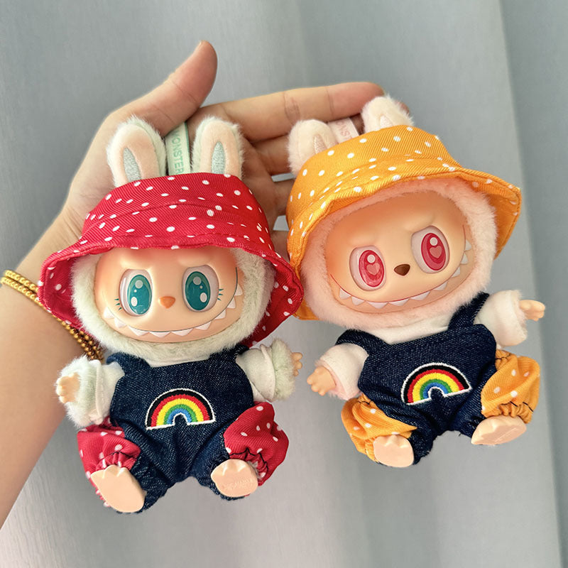 [Clothes only] First/second generation Labubu clothes pendant Labubu sitting party baby clothes rainbow overalls cute