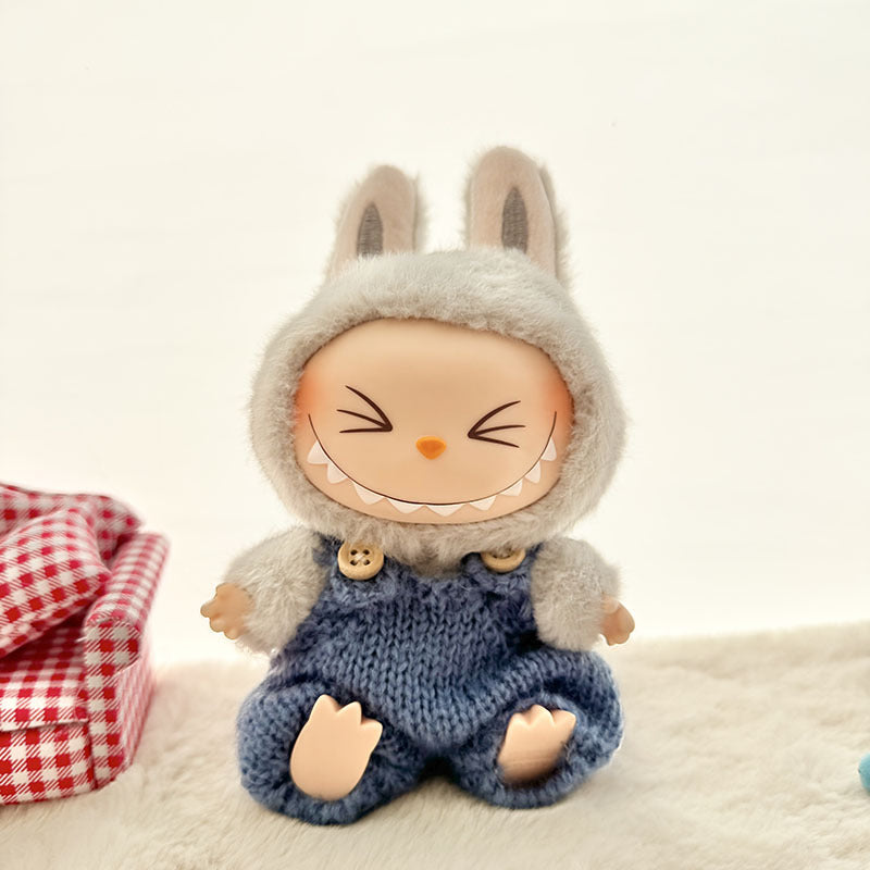 [Clothes only] The first, second and third generation keychain Labubu clothes pendant Labubu baby clothes striped buttons sweater set.