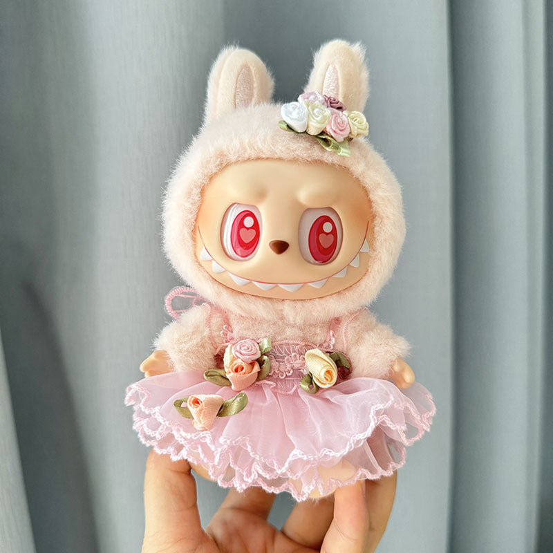 [Clothes only] First/second generation Labubu clothes pendant Labubu sitting party baby clothes head flower wedding dress set