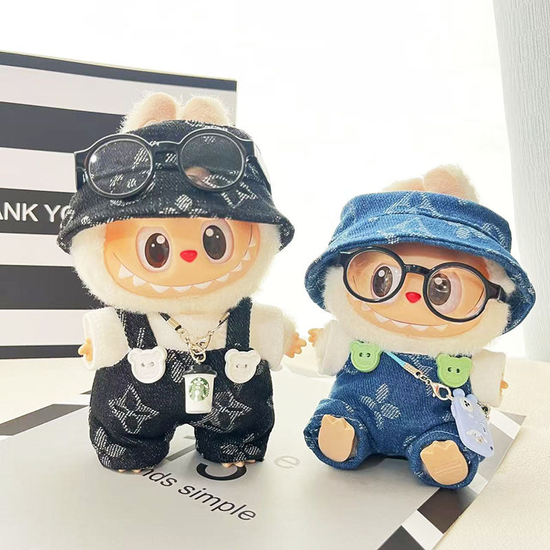 Clothes only] First and second generation Labubu clothes pendant Labubu sitting baby clothes four-leaf clover overalls set cute