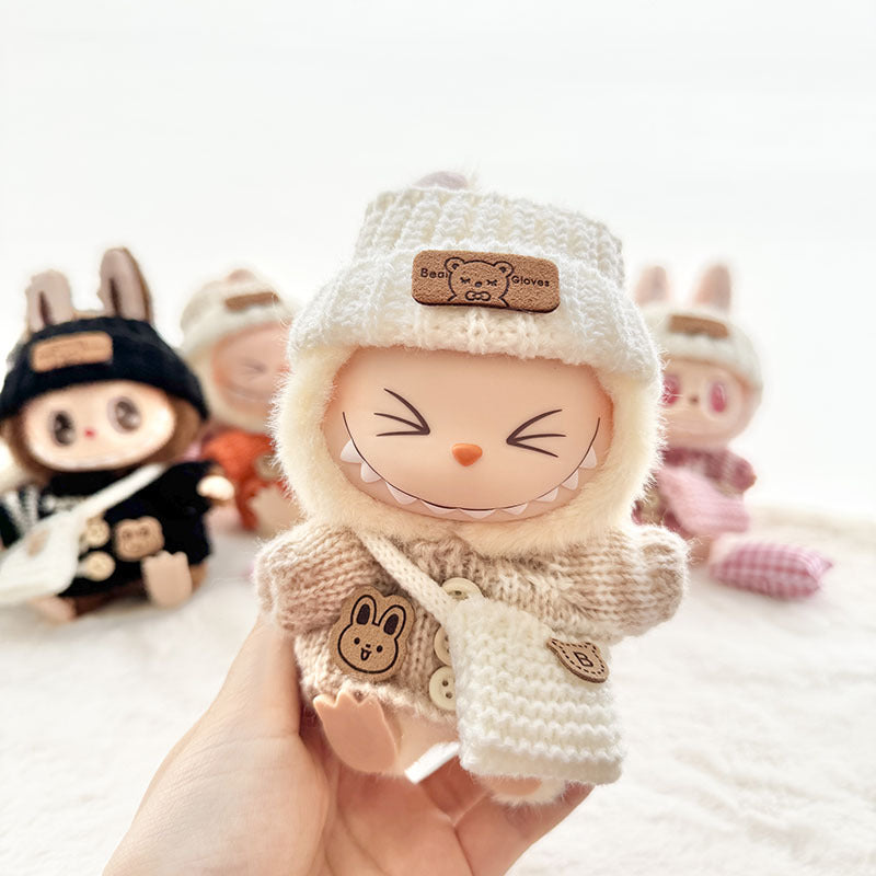 [Clothes only] The first, second and third generation keychain Labubu clothes pendant Labubu baby clothes striped buttons sweater set.