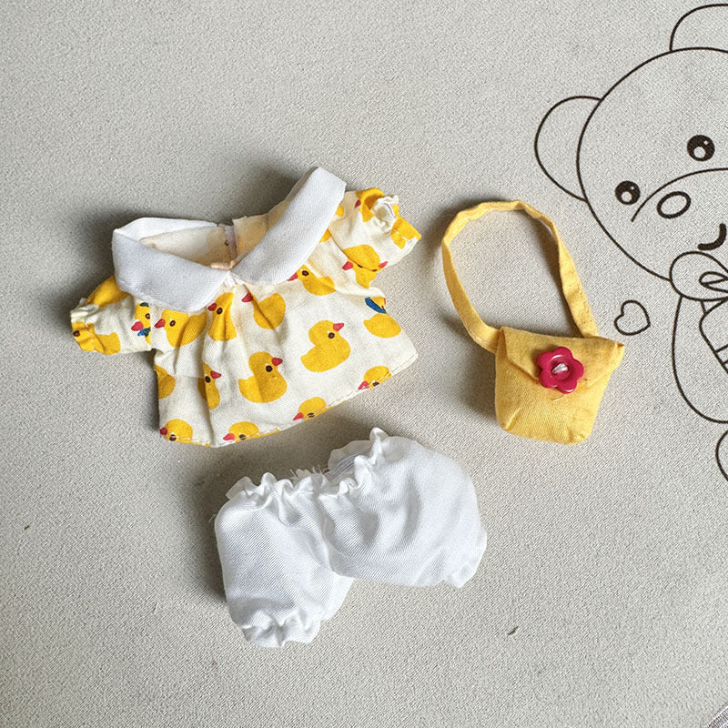 [Clothes only] First and second generation Labubu clothes pendant Labubu sitting party yellow duck satchel three-piece set cute