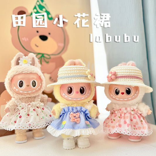 [Clothes only] First and second generation keychain Labubu clothes pendant Labubu baby clothes pastoral flower skirt cute