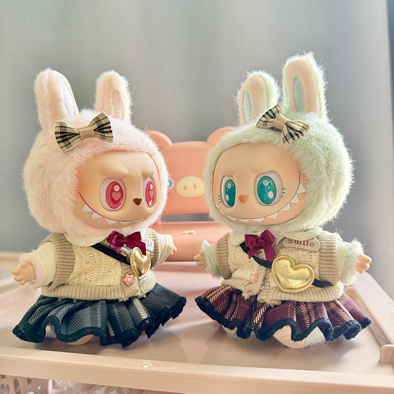 [Clothes only] 1st/2nd and 3rd generation Labubu clothes pendant Labubu sitting party baby clothes plaid JK skirt set