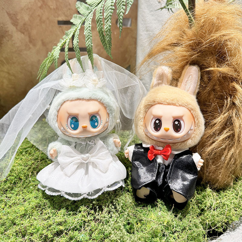 [Clothes only] First and second generation keychain Labubu clothes pendant Labubu cloth for wedding dress, suit, wedding suit.