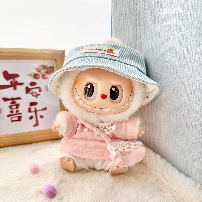 [Clothes only] First and second-generation Labubu clothes pendant Labubu sitting party baby clothes four-petal flower wool hat