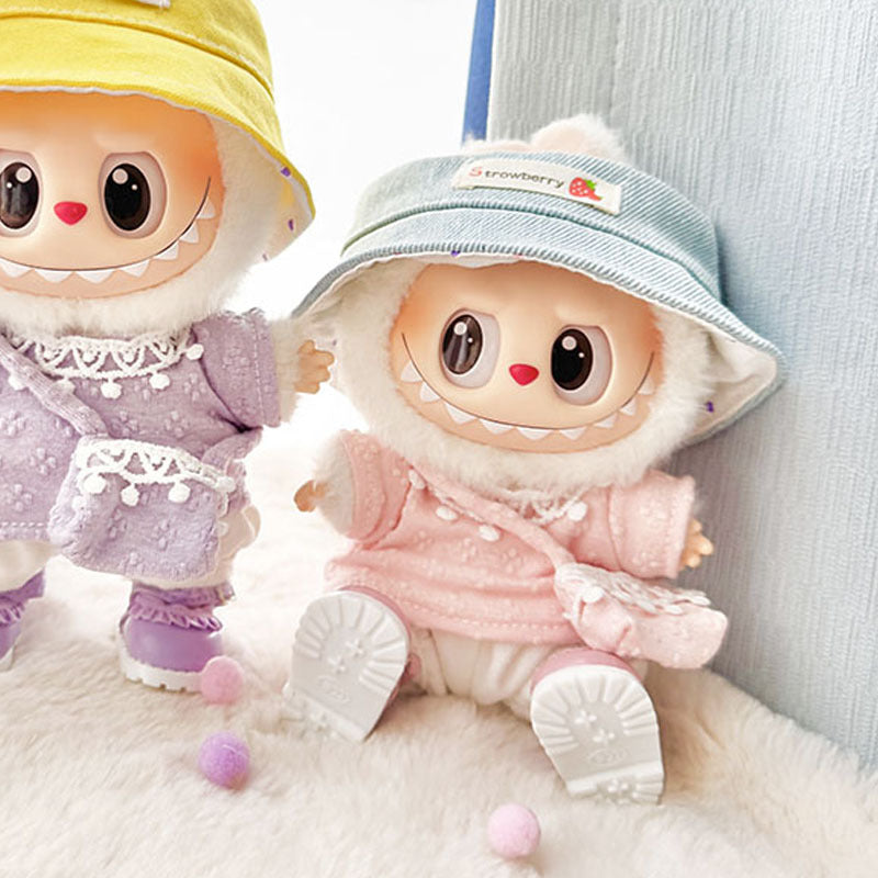 [Clothes only] First and second-generation Labubu clothes pendant Labubu sitting party baby clothes four-petal flower wool hat