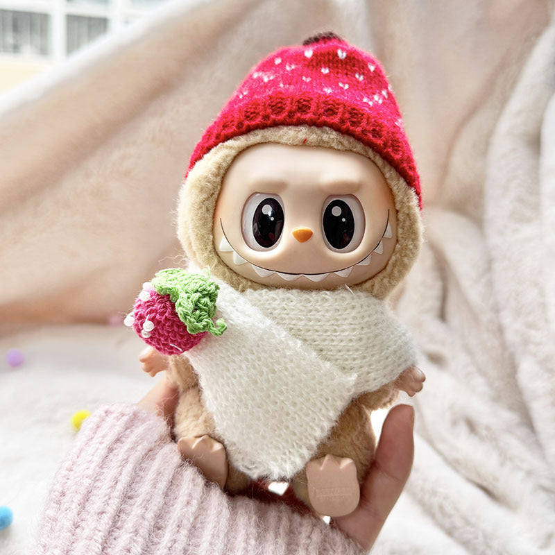 [Clothes only] First and second generation keychain Labubu clothes pendant Labubu sitting party strawberry scarf set