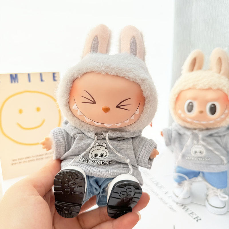 [Clothes only] First and second generation keychain Labubu clothes pendant Labubu baby clothes cloth head gray sweater set