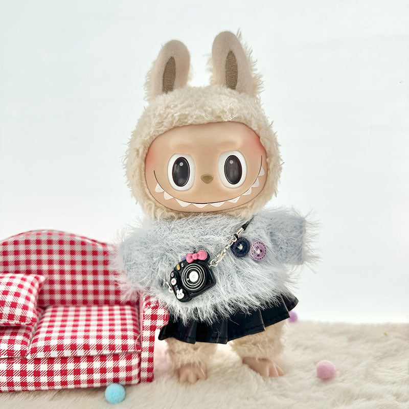 [Clothes only] First and second generation keychain Labubu clothes pendant Labubu baby clothes buttons wool sweater set cute