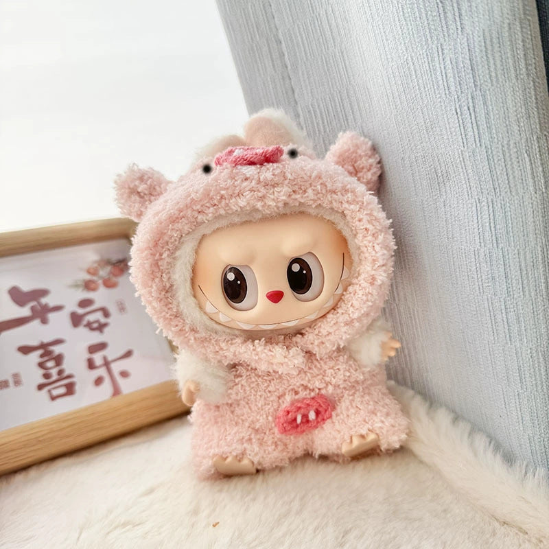 Clothes only] First and second generation Labubu clothes pendant Labubu sitting party baby clothes heart big-eared rabbit suit