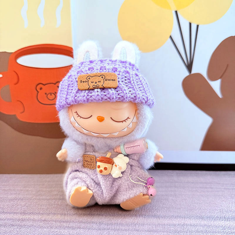 [Clothes only] One, two and three generations Labubu clothes pendant Labubu sitting baby clothes bottle overalls set cute