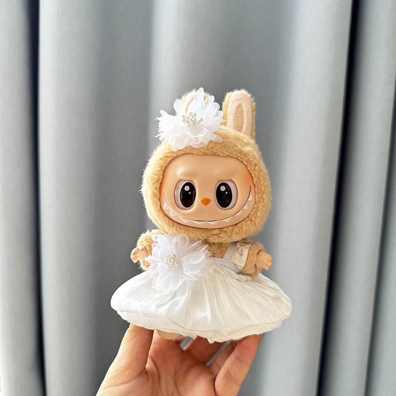 [Clothes only] First and second generation keychain Labubu clothes pendant Labubu baby clothes dress pearl hair accessories