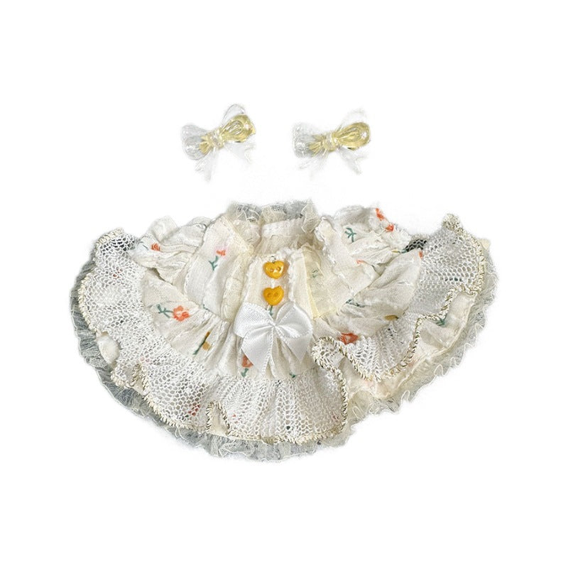 [Clothes only] 17cm Rab cloth with pendant labubu keychain baby clothes gold silk pretty girl dress female