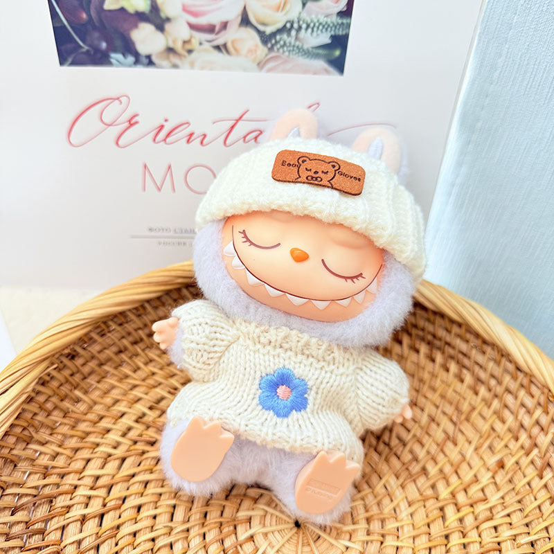 [Clothes only] First and second generation keychain Labubu clothes pendant Labubu baby clothes pink and blue flower sweater