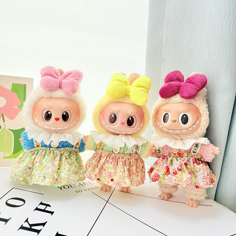 [Clothes only] First and second generation keychain Labubu clothes pendant Labubu baby clothes spring outing flower skirt set cute