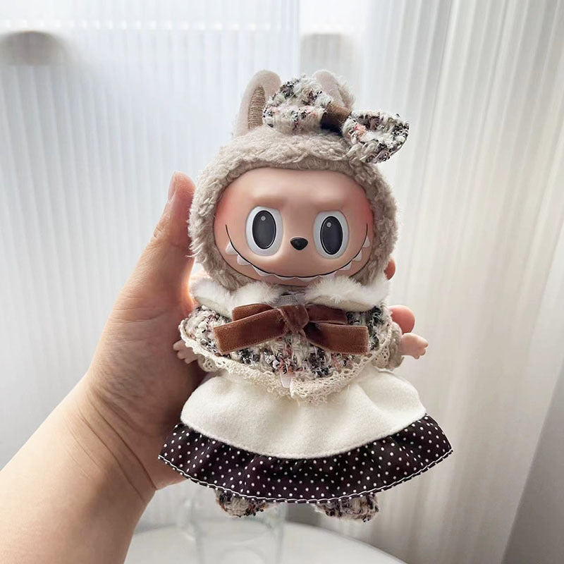 [Clothes only] 17cm pendant, rabub clothes, keychain, color plaid fragrant skirt, labubu doll clothes, cute.