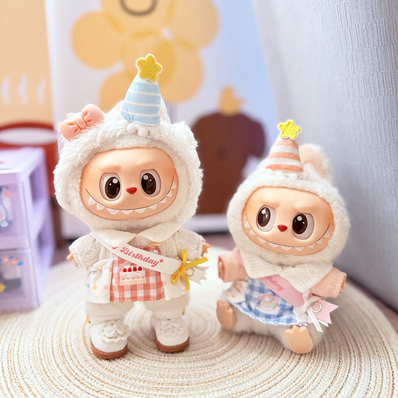 [Clothes only] First and second generation keychain Labubu clothes pendant Labubu baby clothes birthday party plaid set