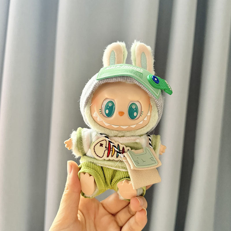 [Clothes only] One, two and three generations of keychains Labubu clothes pendant Labubu baby clothes denim cute dog overalls cute