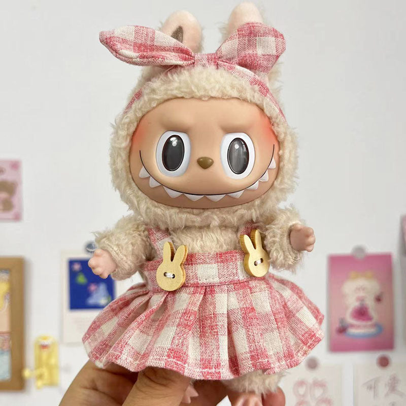[Clothes only] 17cm pendant, Labubu clothes, keychain Labubu doll, replacement baby clothes, dinosaur onesie.