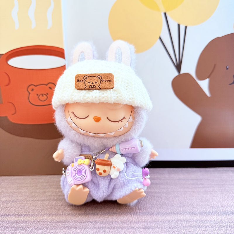 [Clothes only] One, two and three generations Labubu clothes pendant Labubu sitting baby clothes bottle overalls set cute
