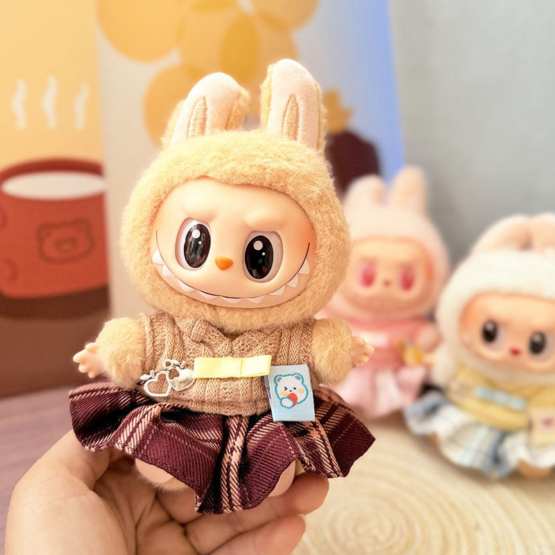 Clothes only] First and second generation Labubu clothes pendant Labubu sitting baby clothes sweetheart school flower skirt set cute