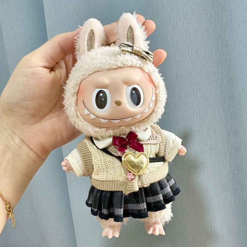 [Clothes only] 17cm pendant blind box Labubu baby clothes keychain Labubu doll for JK skirt set cute