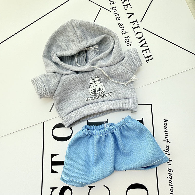 [Clothes only] First and second generation keychain Labubu clothes pendant Labubu baby clothes cloth head gray sweater set