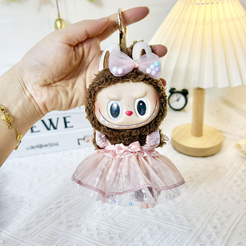 [Clothes only] 17cm pendant rabub clothes colored yarn sequined skirt set labubu doll clothes cute and cute